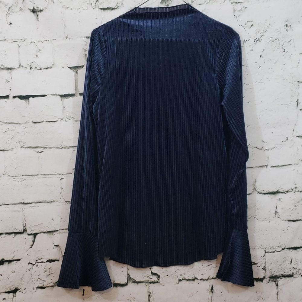 Fourteenth Place navy velvet stripe top